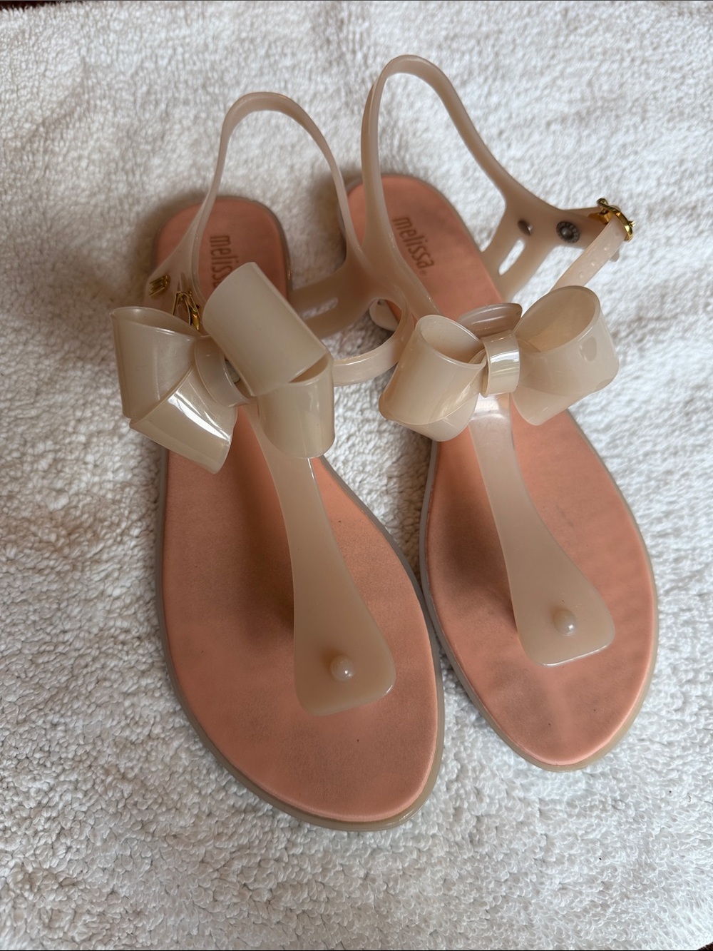 Melissa Beige Bow Jelly Slingback Sandals